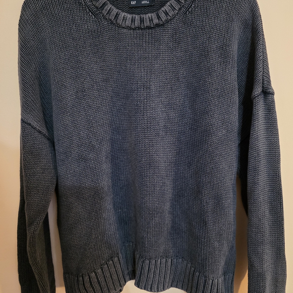 Women's Gap Distressed Denim Blue Sweater